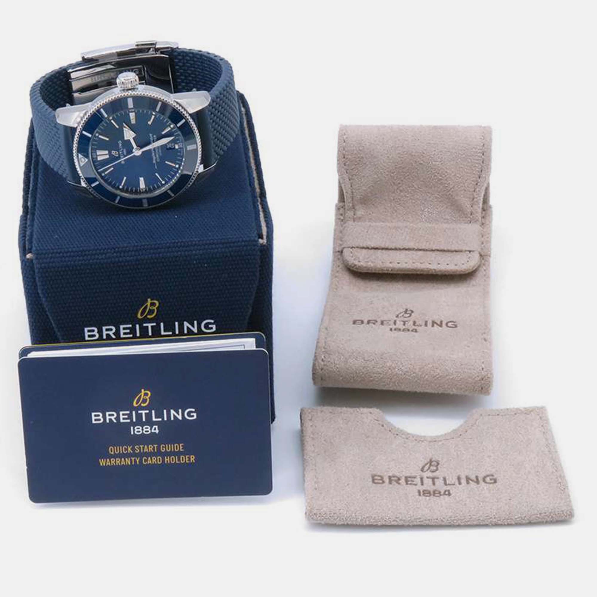 Breitling Blue Stainless Steel Superocean AB2030161C1S1 Automatic Men's Wristwatch 44 Mm