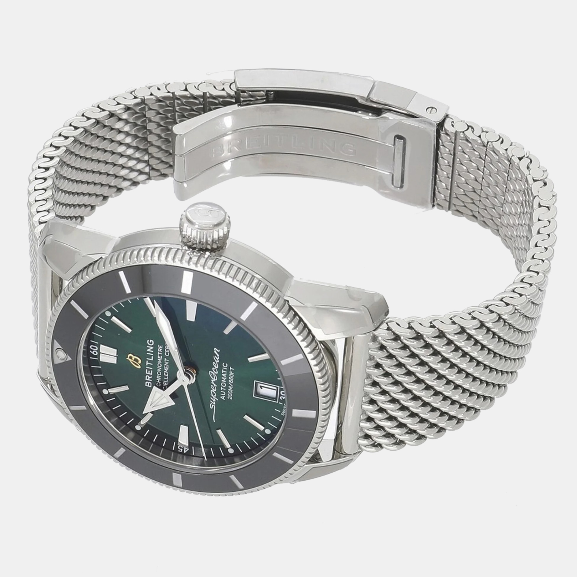 Breitling Green Stainless Steel Superocean AB2010121L1A1 Automatic Men's Wristwatch 42 Mm