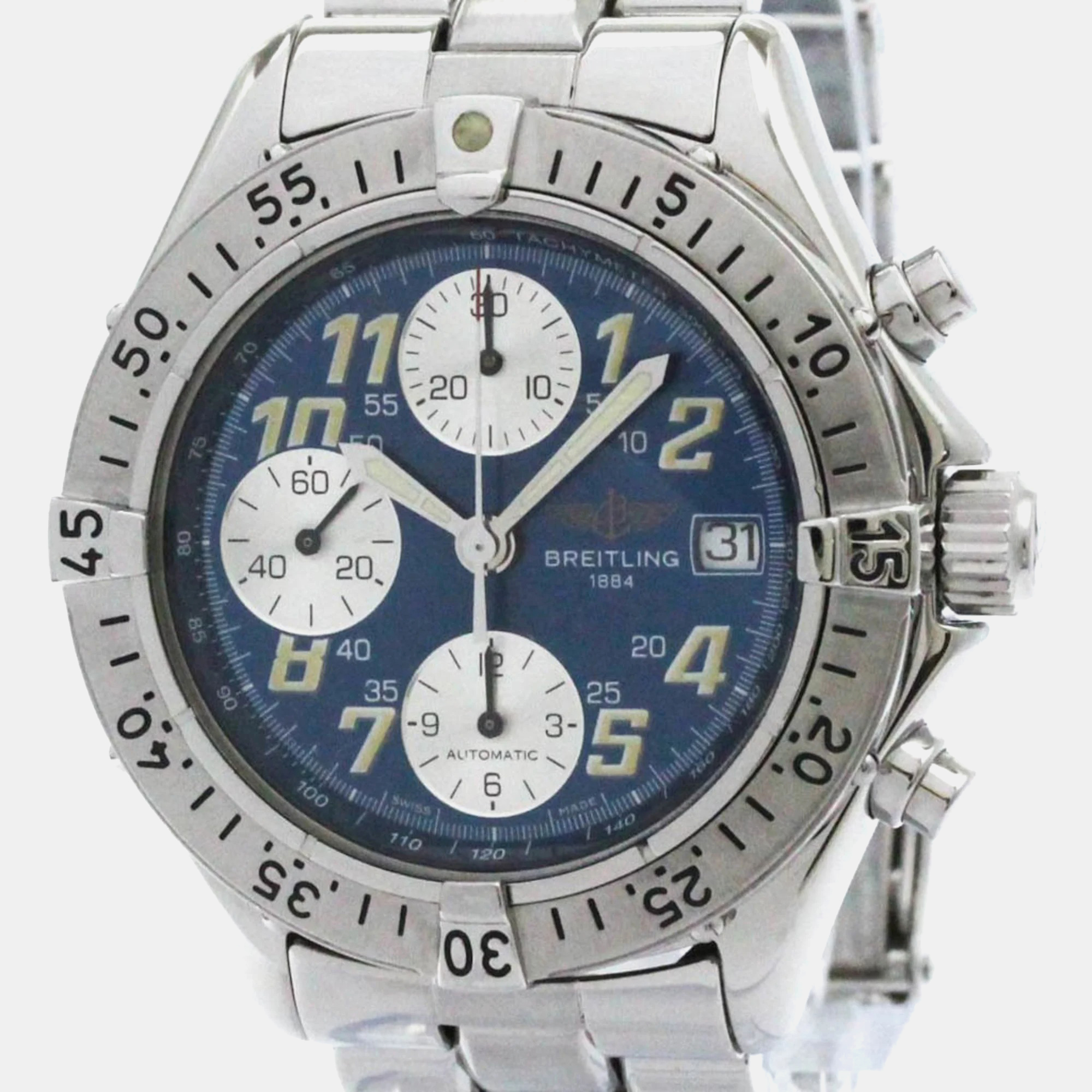 Breitling blue stainless steel colt automatic men's wristwatch 42 mm