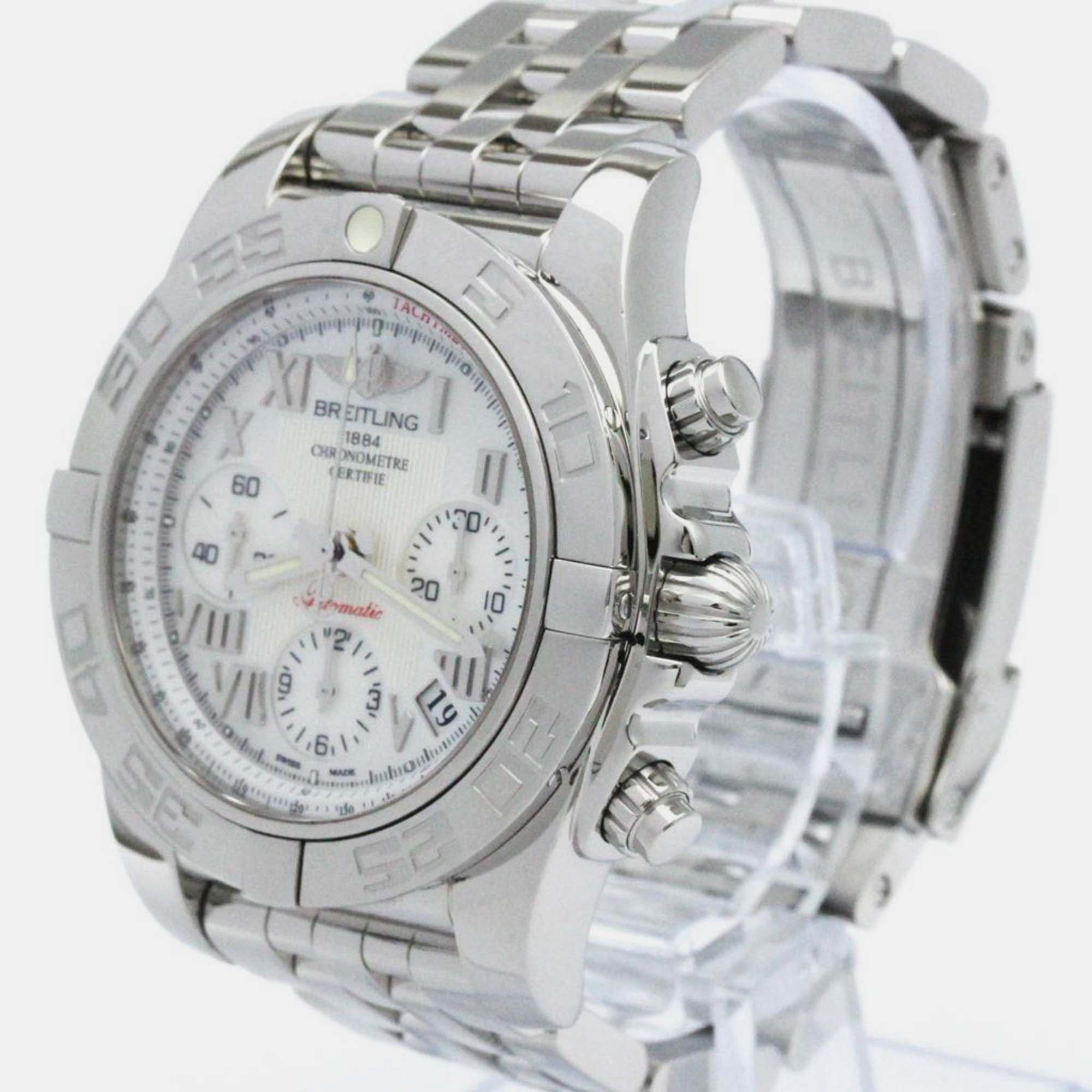 Breitling White Shell Stainless Steel Chronomat Automatic Men's Wristwatch 41 Mm