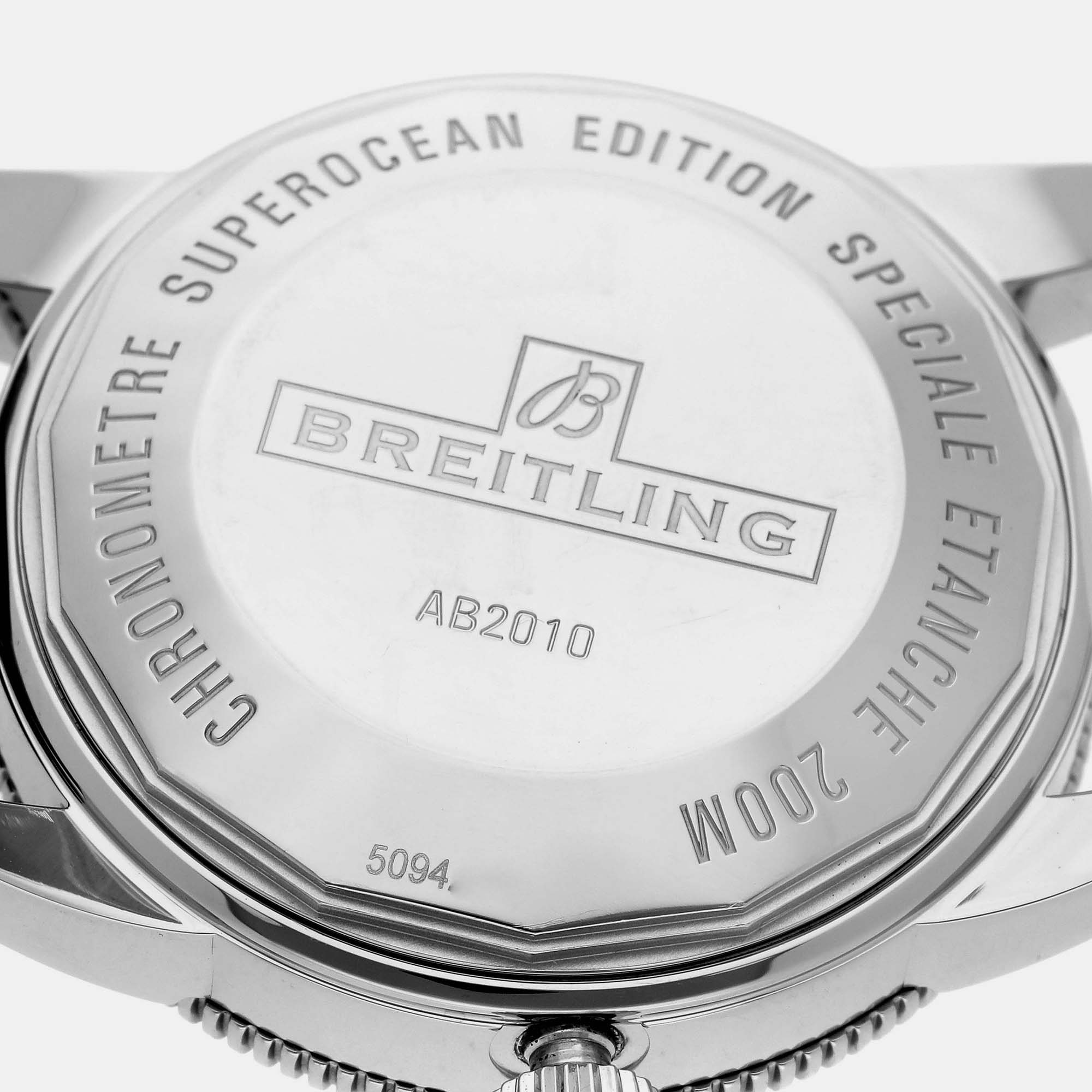 Breitling Black Stainless Steel Superocean AB2010 Automatic Men's Wristwatch 42 Mm