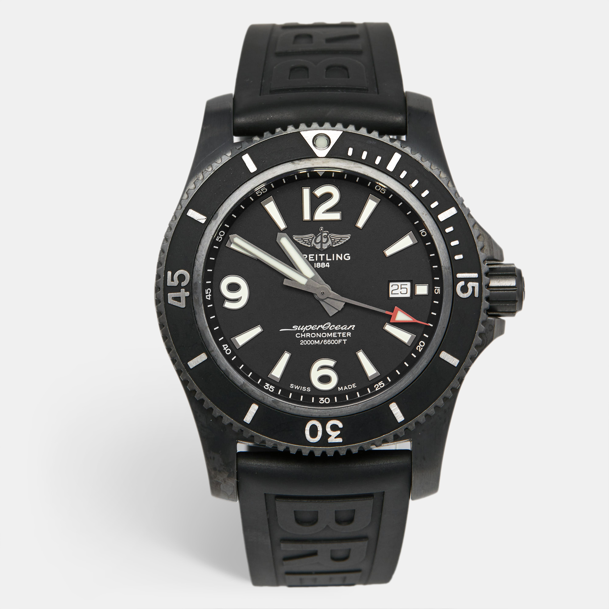 Breitling Black PVD Coated Stainless Steel Rubber Superocen II M17368B71B1S1 Men's Wristwatch
Breitling Black PVD Coated Stainless Steel Rubber Superocen II M17368B71B1S1 Men's Wristwatch
