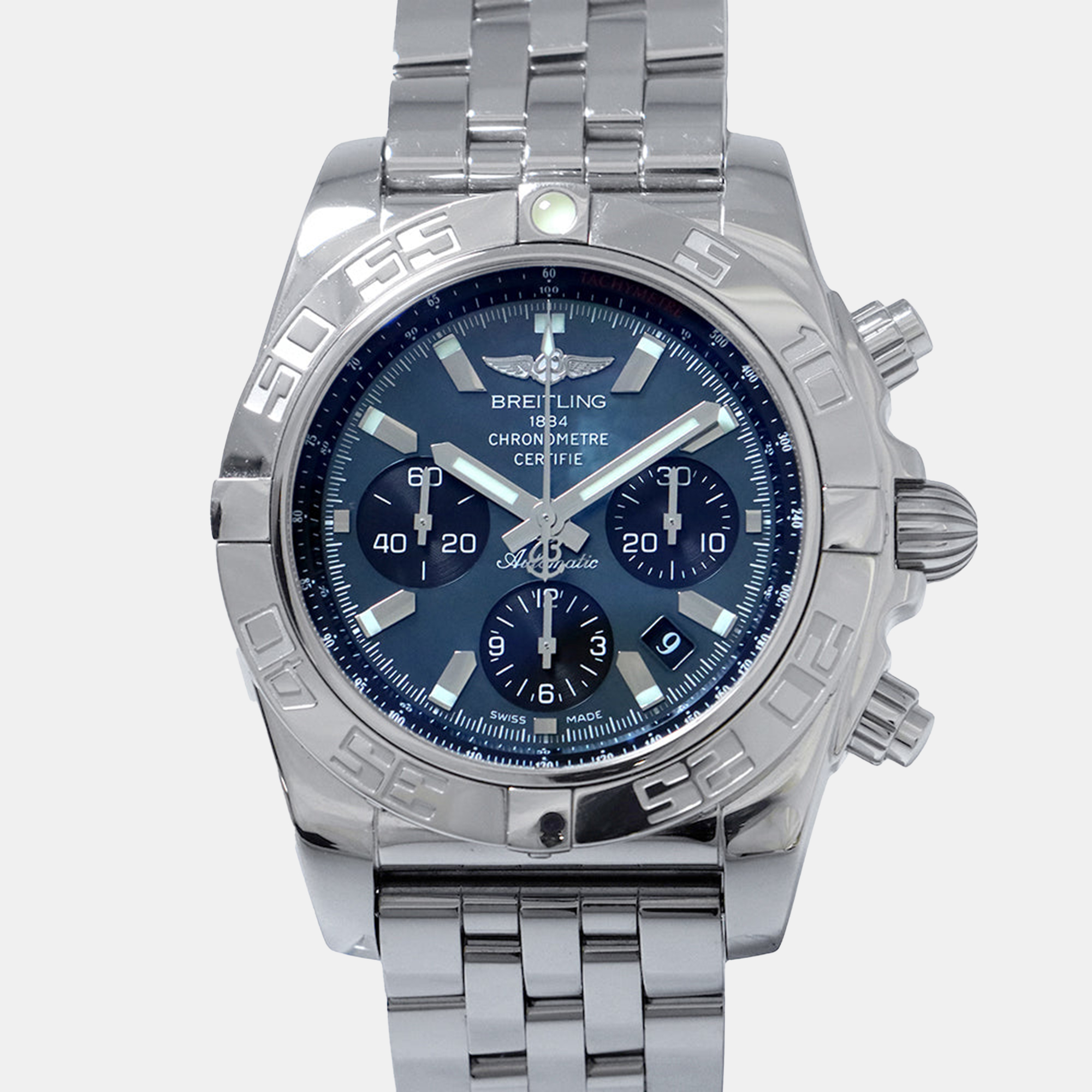 Breitling Black MOP Stainless Steel Chronomat AB01114K/BD34 Automatic Chronograph Men's Wristwatch 44 mm
Breitling Black MOP Stainless Steel Chronomat AB01114K/BD34 Automatic Chronograph Men's Wristwatch 44 mm