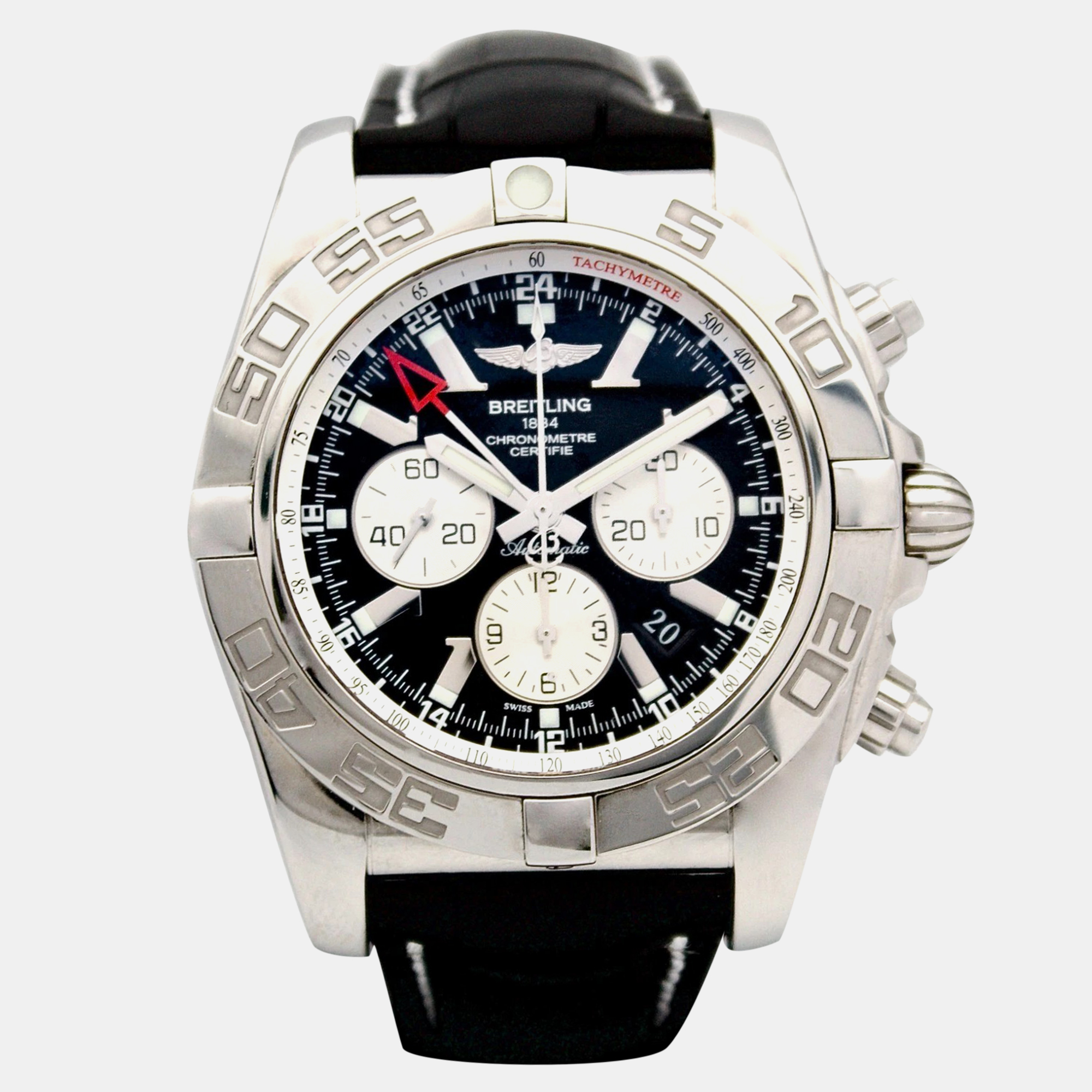 Breitling Black Stainless Steel Chronometre AB0410 Automatic Chronograph Men's Wristwatch 48 mm
Breitling Black Stainless Steel Chronometre AB0410 Automatic Chronograph Men's Wristwatch 48 mm