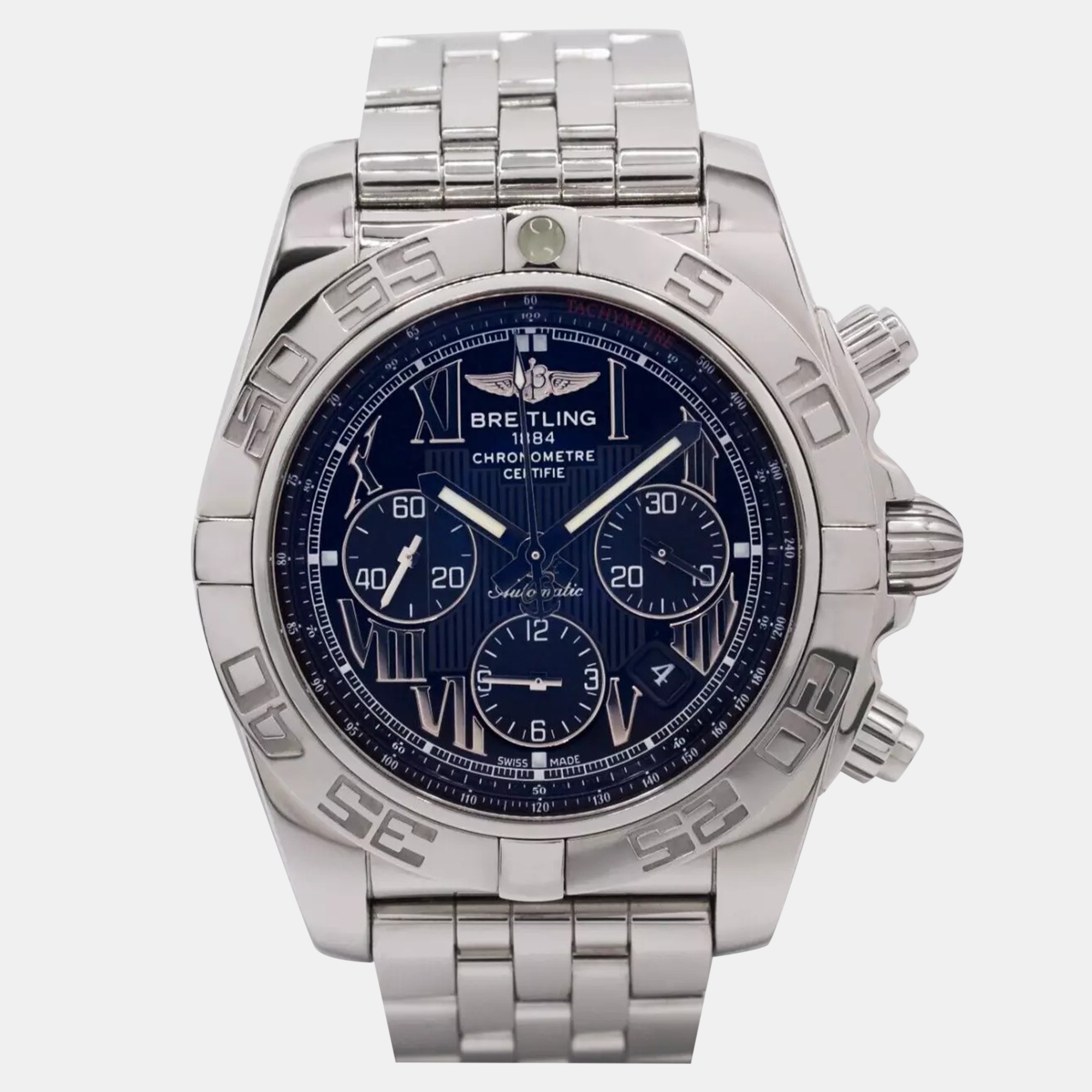 Breitling Black Stainless Steel Chronomat Automatic Chronograph Men's Wristwatch 44 mm
Breitling Black Stainless Steel Chronomat Automatic Chronograph Men's Wristwatch 44 mm