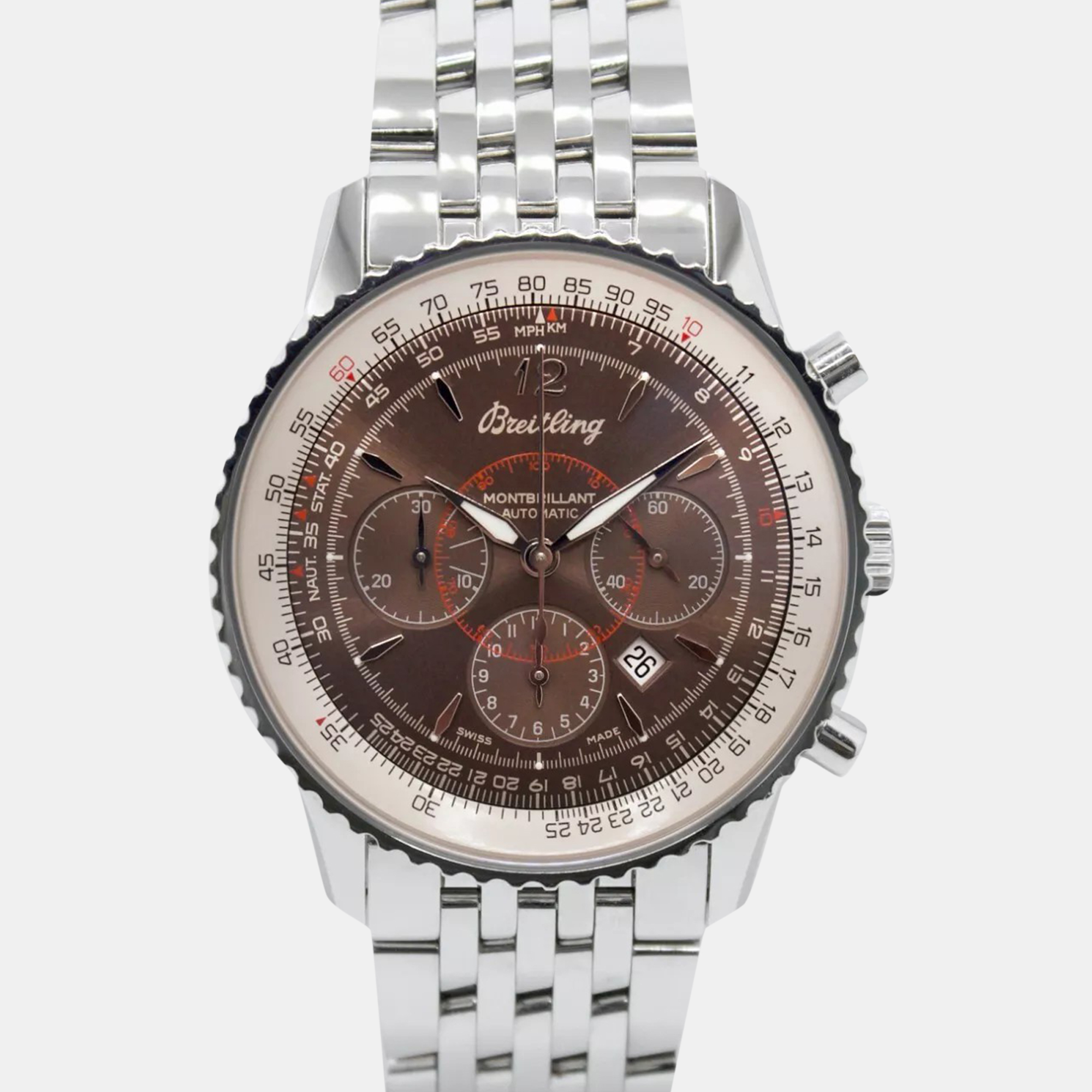 Breitling Brown Stainless Steel Montbrillant A41370 Automatic Men's Wristwatch 38 mm
Breitling Brown Stainless Steel Montbrillant A41370 Automatic Men's Wristwatch 38 mm