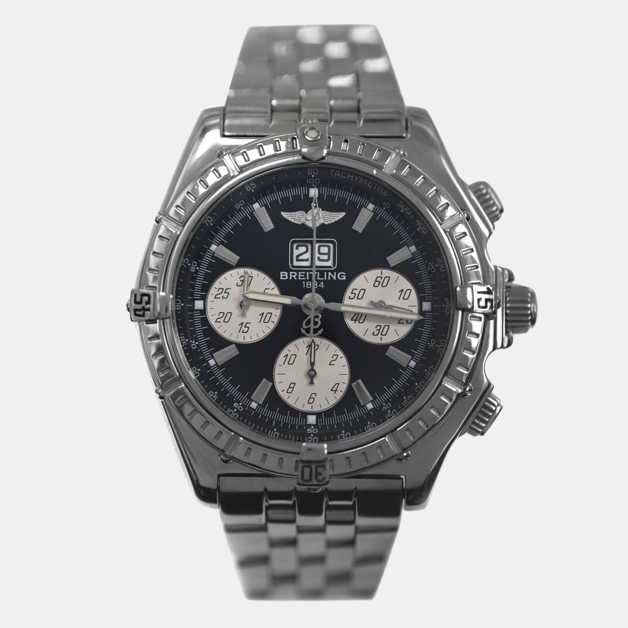 Breitling Black Stainless Steel Crosswind A43355 Automatic Men's Wristwatch 44 mm
Breitling Black Stainless Steel Crosswind A43355 Automatic Men's Wristwatch 44 mm