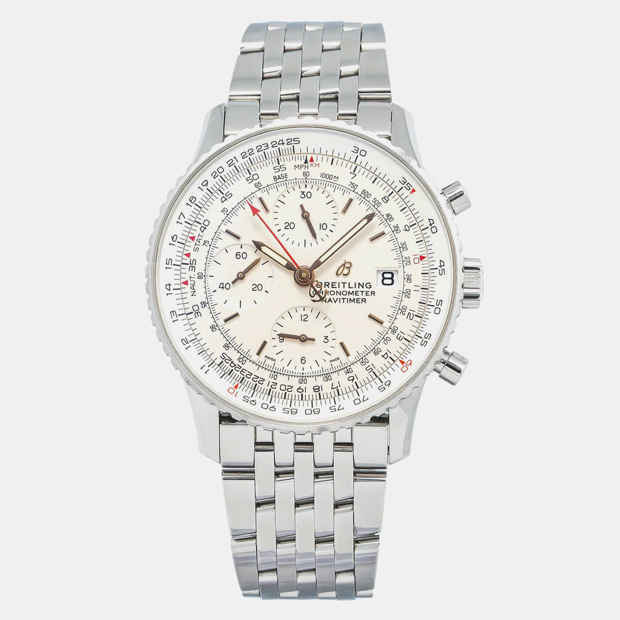 Breitling White Stainless Steel Navitimer A13324121G1A1 Automatic Men's Wristwatch
Breitling White Stainless Steel Navitimer A13324121G1A1 Automatic Men's Wristwatch