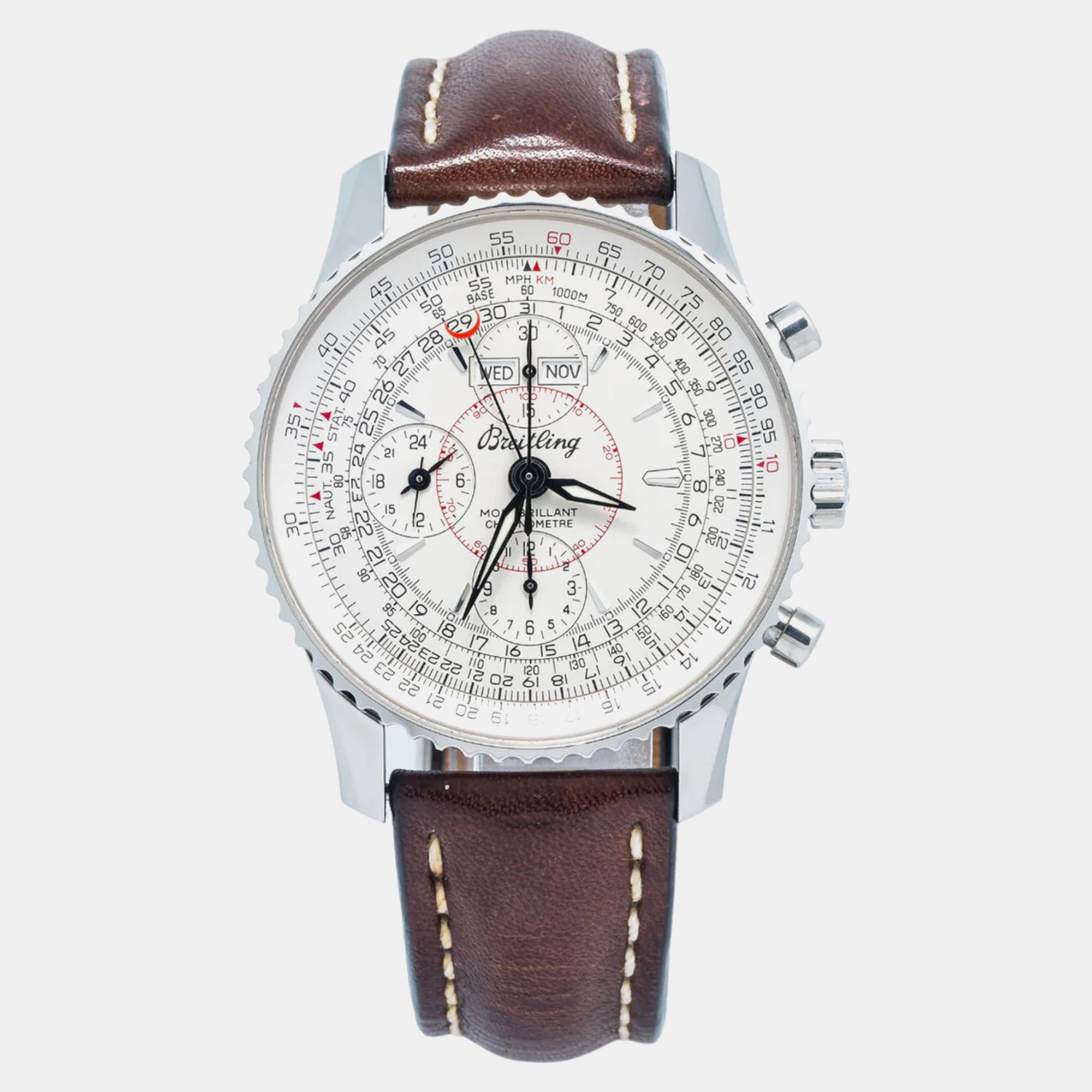 Breitling White Stainless Steel Montbrillant A21330 Automatic Men's Wristwatch
Breitling White Stainless Steel Montbrillant A21330 Automatic Men's Wristwatch