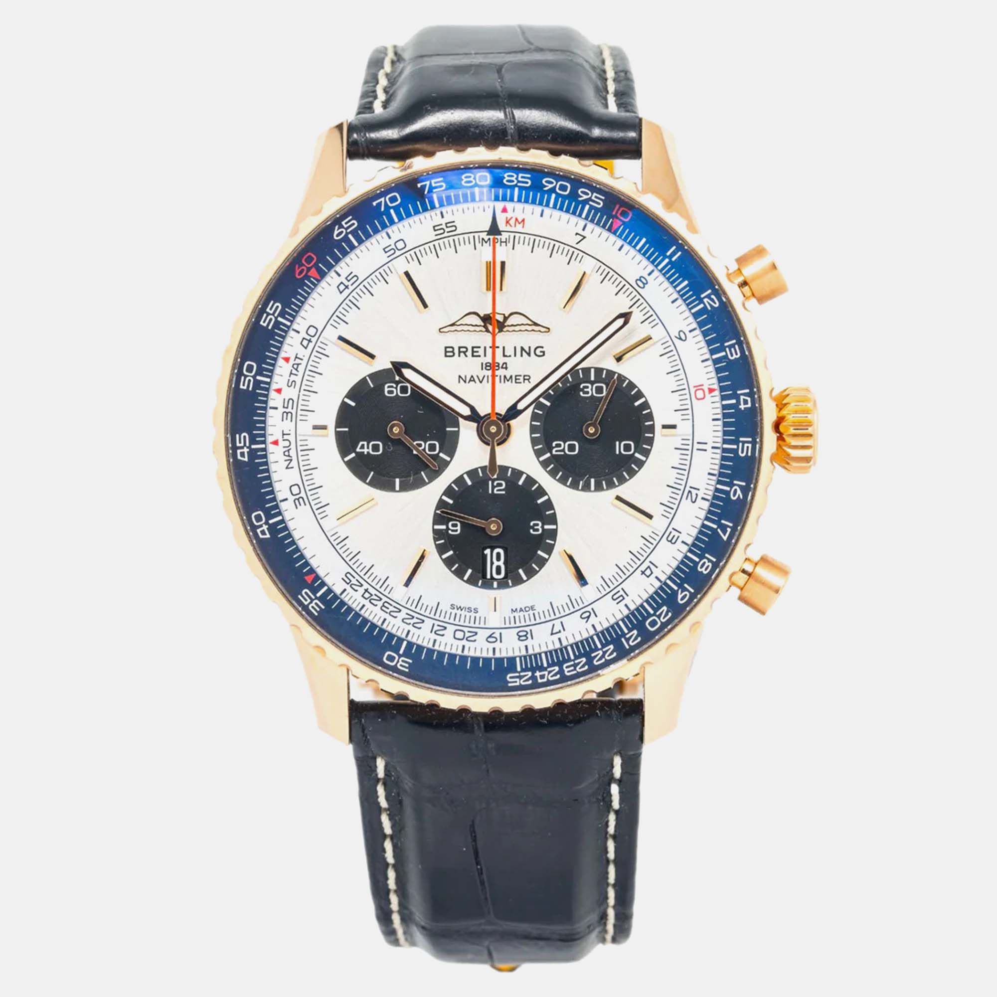 Breitling Navitimer RB0137 Automatic White 18K Rose Gold Men's Wristwatch 46 mm
Breitling Navitimer RB0137 Automatic White 18K Rose Gold Men's Wristwatch 46 mm
