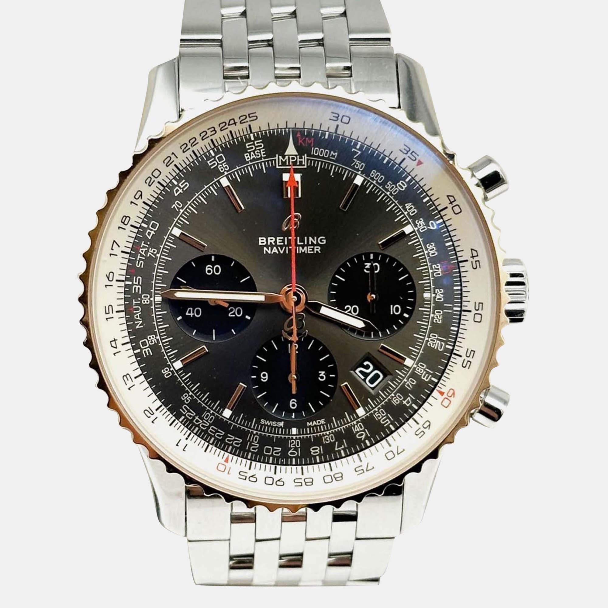 Breitling Navitimer UB0121 Automatic Grey 18k Rose Gold Stainless Steel Men's Wristwatch 43 mm
Breitling Navitimer UB0121 Automatic Grey 18k Rose Gold Stainless Steel Men's Wristwatch 43 mm