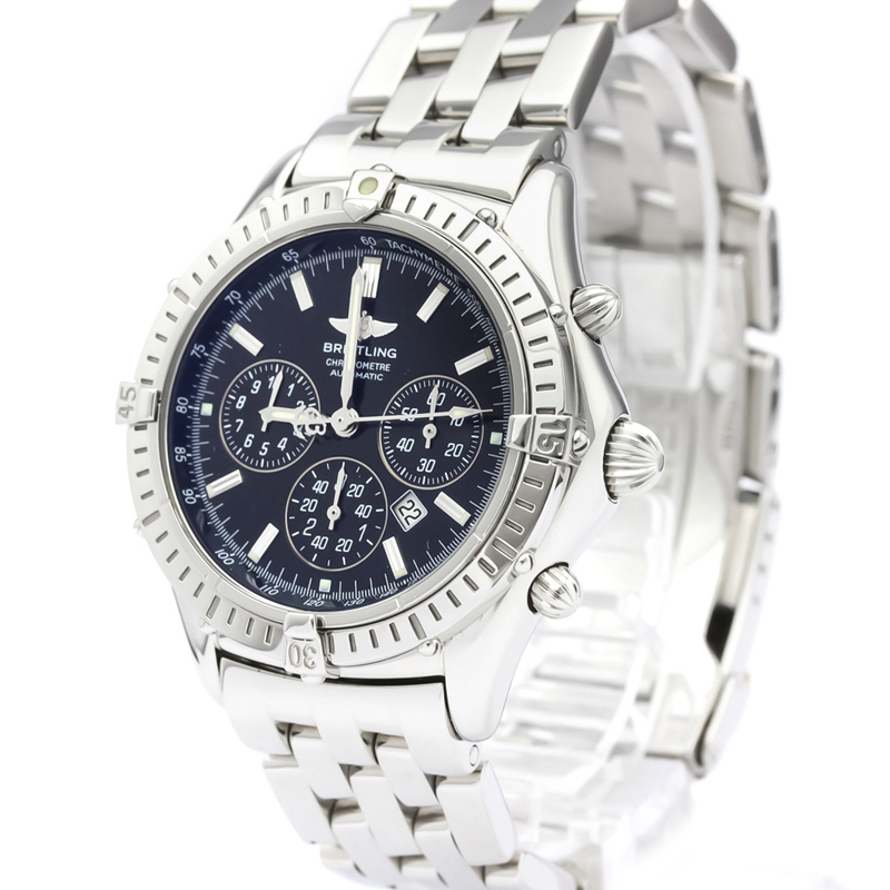 

Breitling Black Stainless Steel Shadow Flyback Chronograph A35312 Men's Wristwatch