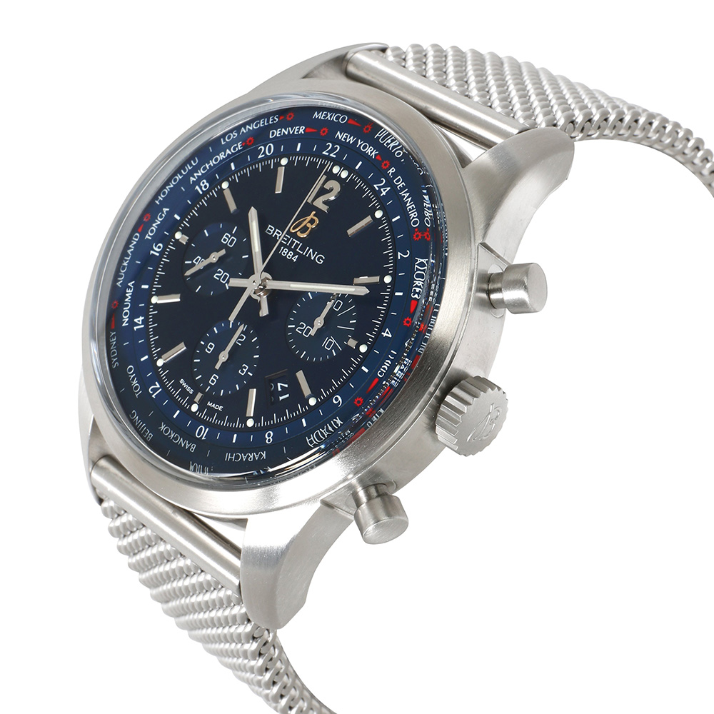 Breitling Blue Stainless Steel Transocean Chronograph Unitime AB0510U9/C879 Men's Wristwatch
Breitling Blue Stainless Steel Transocean Chronograph Unitime AB0510U9/C879 Men's Wristwatch