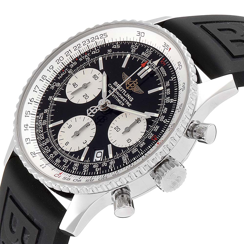 Breitling Black Stainless Steel Navitimer Chronograph A23322 Men's Wristwatch
Breitling Black Stainless Steel Navitimer Chronograph A23322 Men's Wristwatch