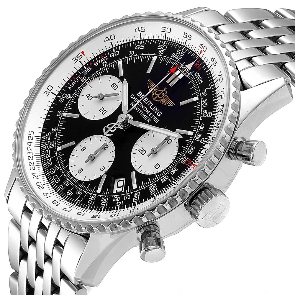Breitling Black Stainless Steel Navitimer Chronograph A23322 Men's Wristwatch
Breitling Black Stainless Steel Navitimer Chronograph A23322 Men's Wristwatch