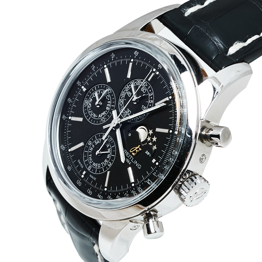Breitling Black Stainless Steel Transocean Chronograph A19310 Men's Wristwatch
Breitling Black Stainless Steel Transocean Chronograph A19310 Men's Wristwatch
