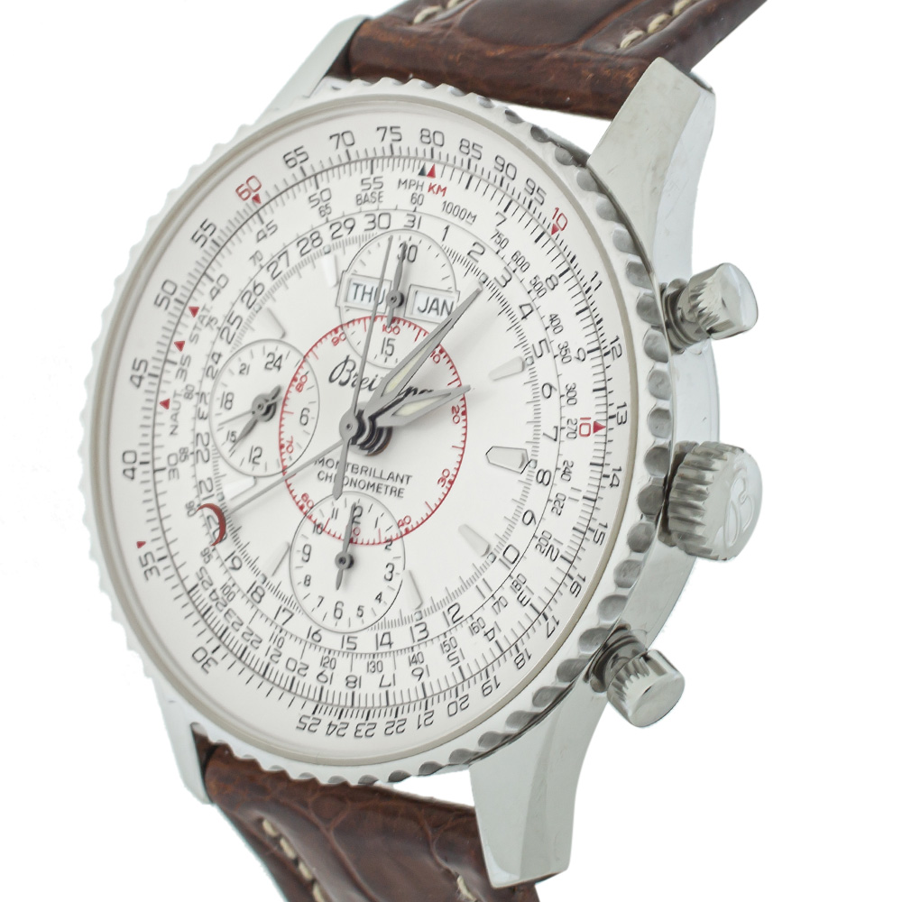 Breitling Silver Stainless Steel Leather Datora Montbrilliant Chronometer A21330 Men's Wristwatch
Breitling Silver Stainless Steel Leather Datora Montbrilliant Chronometer A21330 Men's Wristwatch