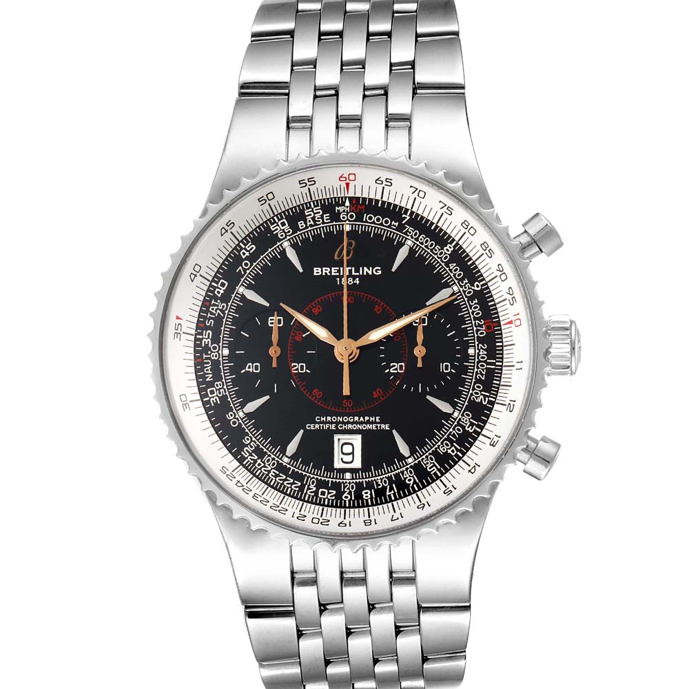 Breitling Black Stainless Steel Montbrillant Legende A23340 Men's Wristwatch 47 MM