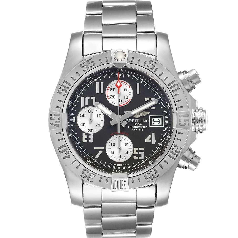 Breitling Grey Stainless Steel Super Avenger A13381 Men's Wristwatch 43 MM
