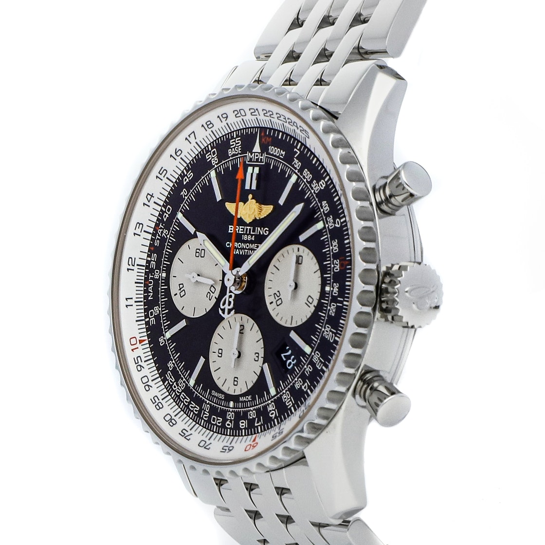 Breitling Black Stainless Steel Navitimer 01 Chronograph AB012012/BB01 Men's Wristwatch 43 MM
Breitling Black Stainless Steel Navitimer 01 Chronograph AB012012/BB01 Men's Wristwatch 43 MM