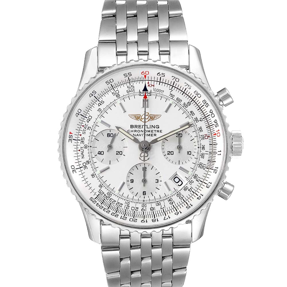 Breitling Silver Stainless Steel Navitimer Chronograph A23322 Men's Wristwatch 42 MM