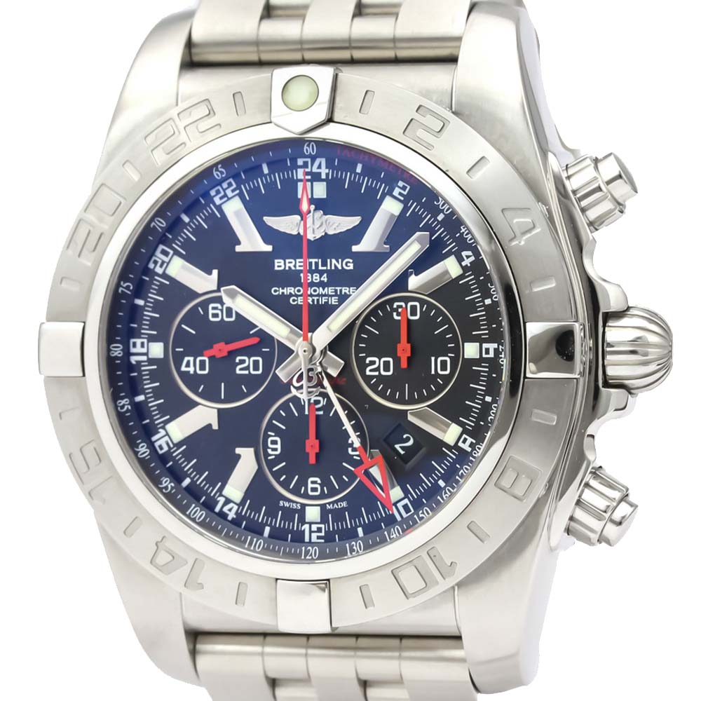 Breitling Blue Stainless Steel Chronomat Ab0412 Automatic Men's Wristwatch 47 MM