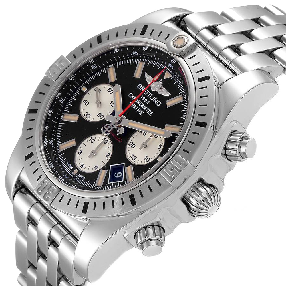 Breitling Black Stainless Steel Chronomat Airbourne AB0115 Men's Wristwatch 44 MM
Breitling Black Stainless Steel Chronomat Airbourne AB0115 Men's Wristwatch 44 MM