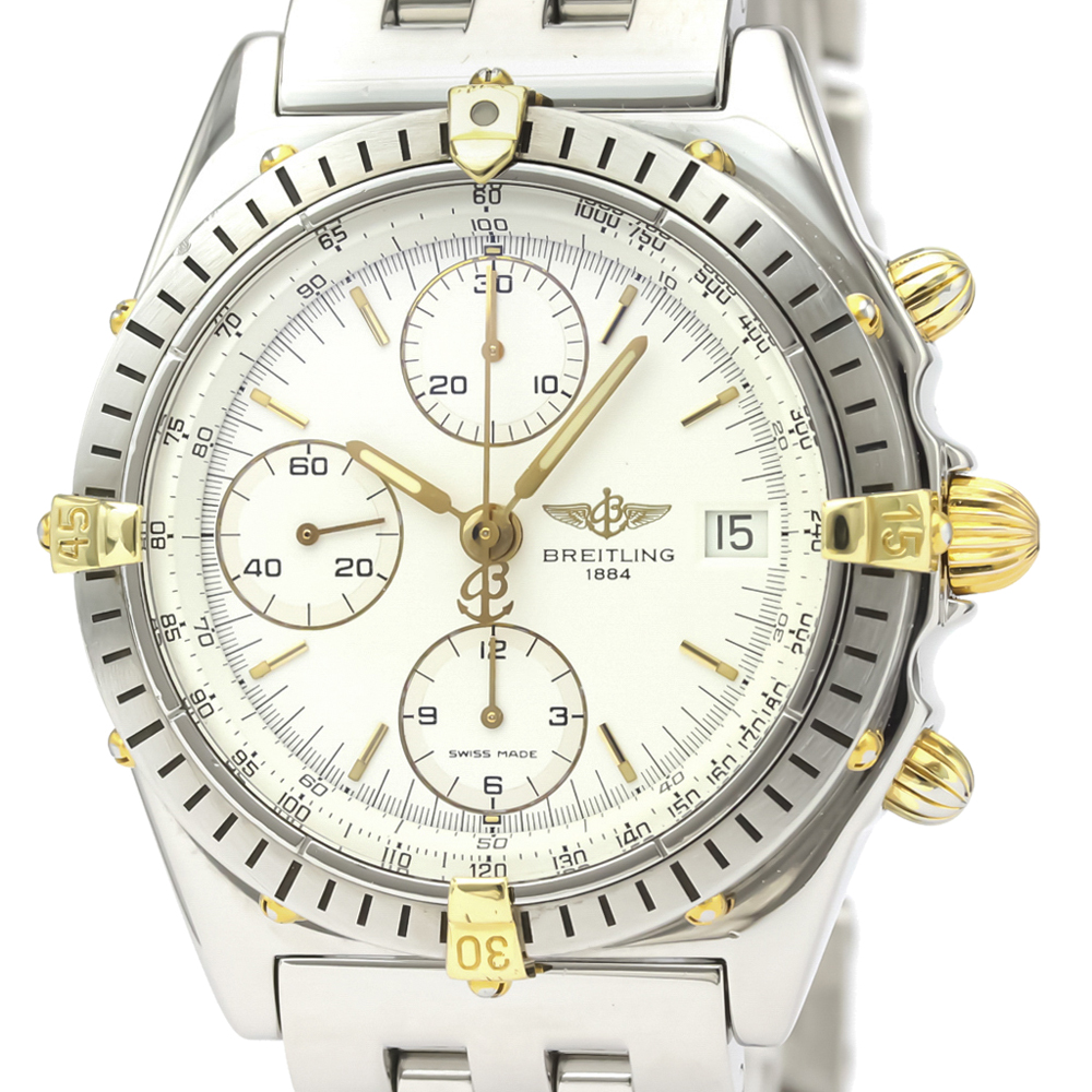 Breitling White 18K Yellow Gold And Stainless Steel Chronomat Automatic Men's Wristwatch 40 MM