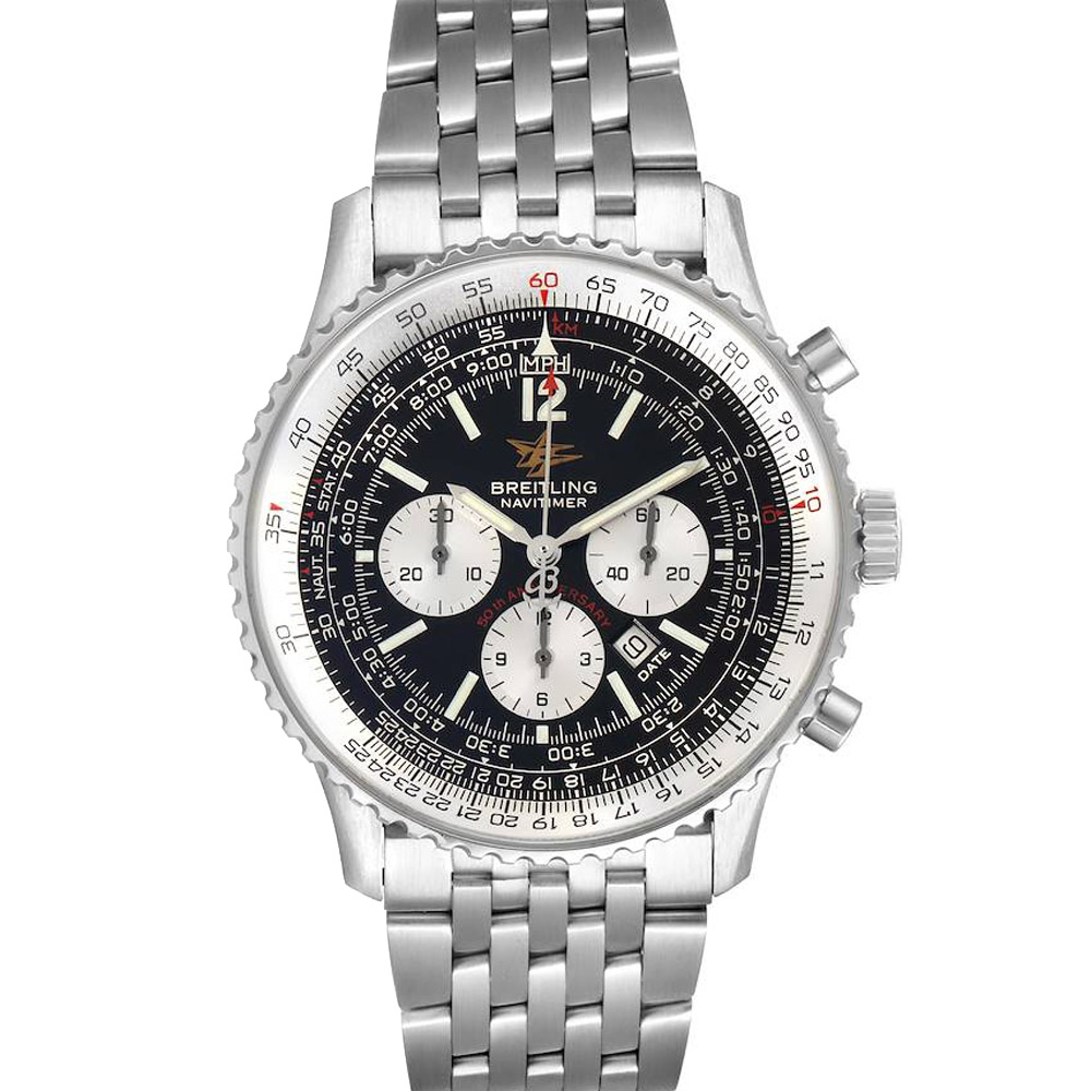 Breitling Black Stainless Steel Navitimer A41322 Men's Wristwatch 43 MM