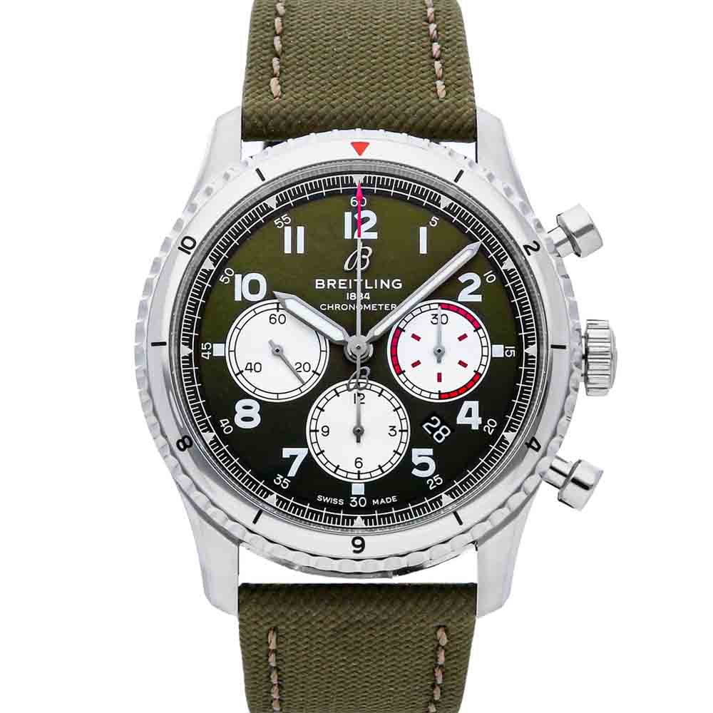 Breitling Green Stainless Steel Aviator 8 B01 Chronograph Curtiss Warhawk AB01192A1L1X2 Men's Wristwatch 43 MM