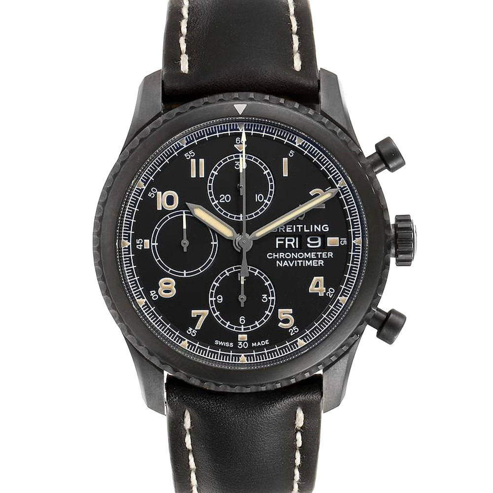 Breitling Black Blacksteel Navitimer Chronograph A13314 Men's Wristwatch 43 MM