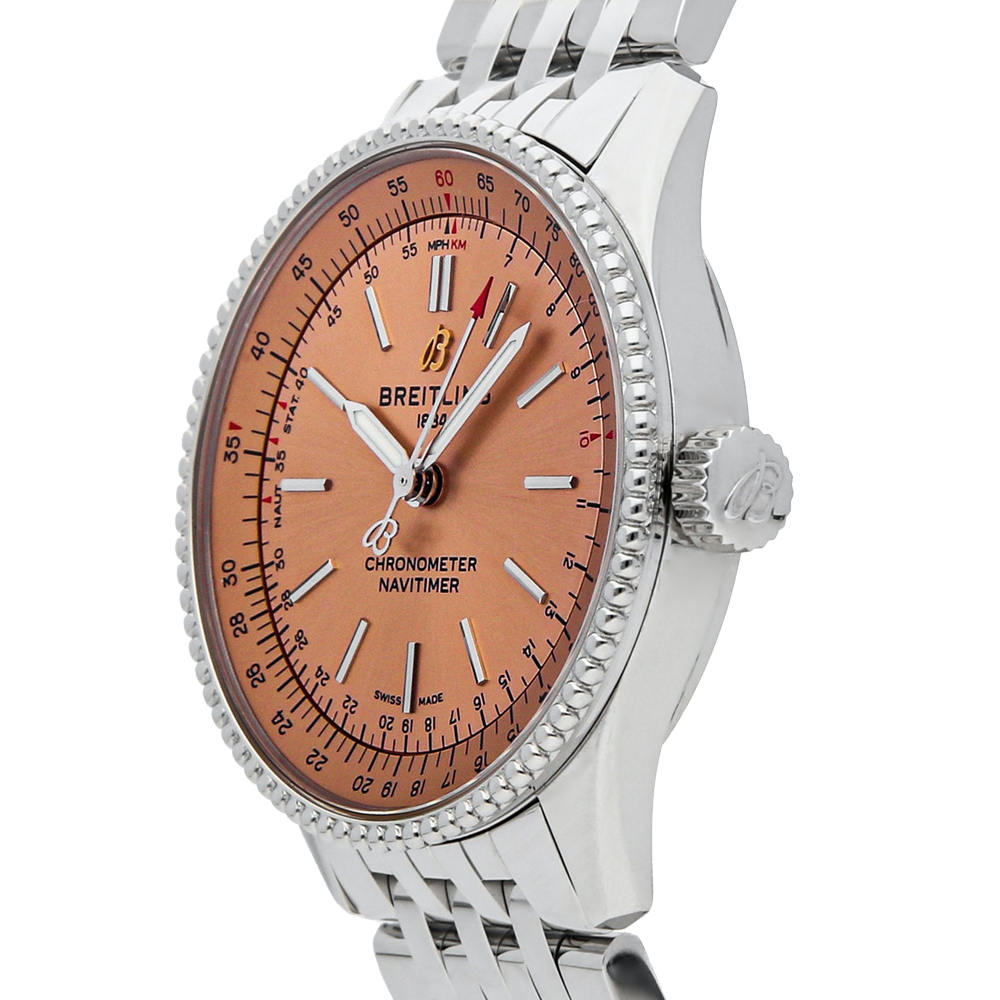 Breitling Copper Stainless Steel Navitimer Automatic A17395201K1A1 Men's Wristwatch 35 MM, Pink
Breitling Copper Stainless Steel Navitimer Automatic A17395201K1A1 Men's Wristwatch 35 MM, Pink