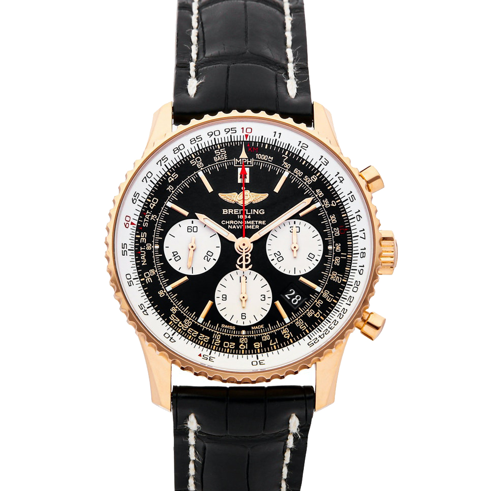 Breitling Black 18K Rose Gold Navitimer 01 Chronograph RB012012/BA49 Men's Wristwatch 43 MM