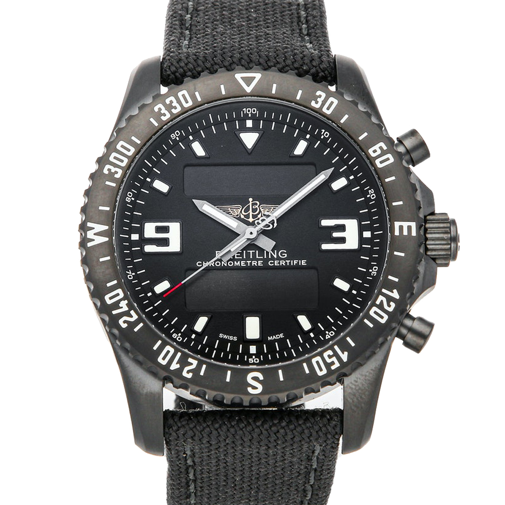 Breitling Black Blacksteel Chronospace Military M78367101B1W1 Men's Wristwatch 46 MM