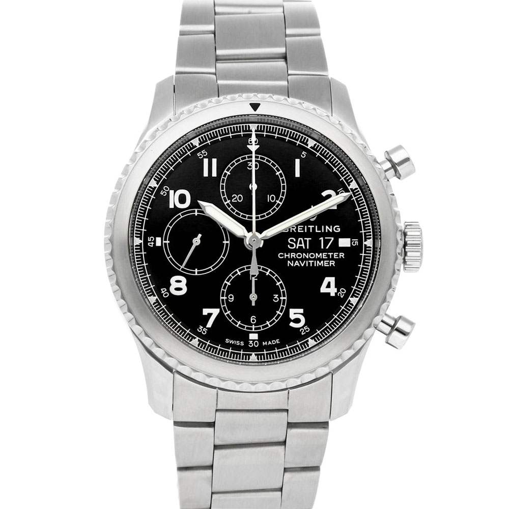 Breitling Black Stainless Steel Navitimer 8 Chronograph A13314101B1A1 Men's Wristwatch 43 MM