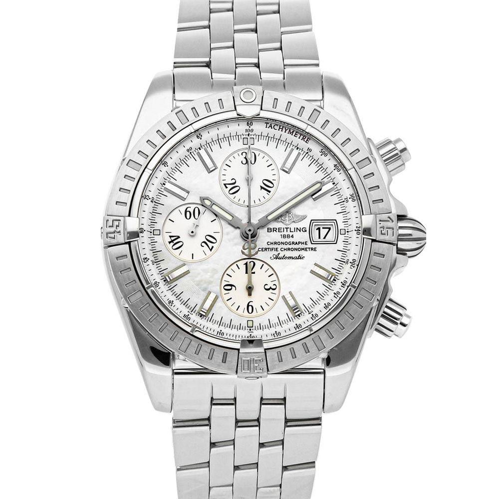 Breitling White Stainless Steel Chronomat Evolution A1335611/A569 Men's Wristwatch 43 MM