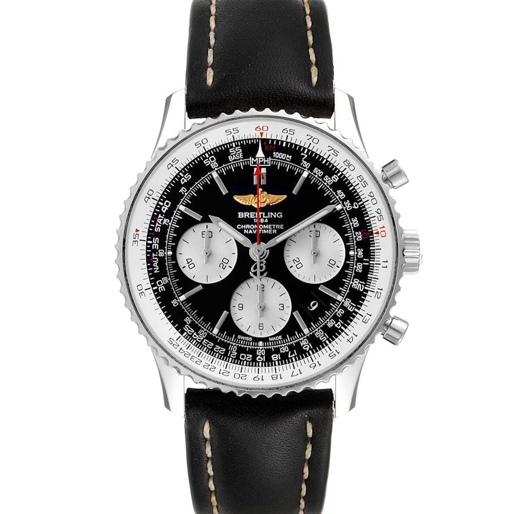 Breitling Black Stainless Steel Navitimer 01 Automatic AB0120 Men's Wristwatch 41 MM