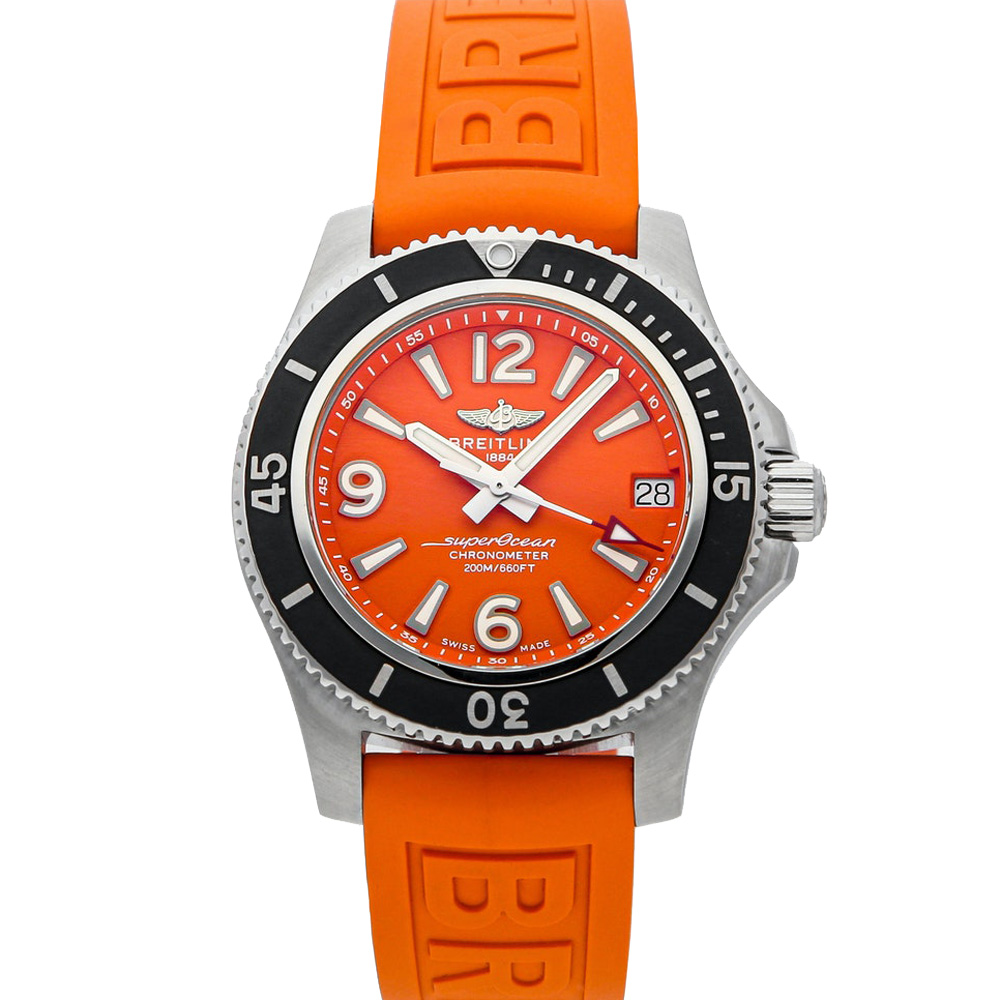 Breitling Orange Stainless Steel Superocean Automatic A17316D71O1S1 Men's Wristwatch 36 MM