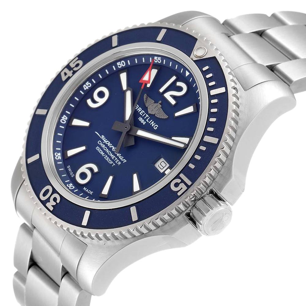 Breitling Blue Stainless Steel Superocean II A17367 Men's Wristwatch
Breitling Blue Stainless Steel Superocean II A17367 Men's Wristwatch