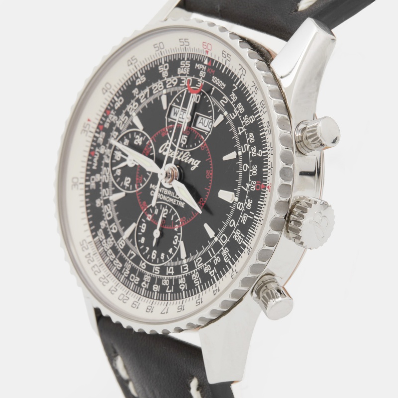 Breitling Black Stainless Steel Leather Montbrilliant Datora A21330 Men's Wrisrwatch
Breitling Black Stainless Steel Leather Montbrilliant Datora A21330 Men's Wrisrwatch