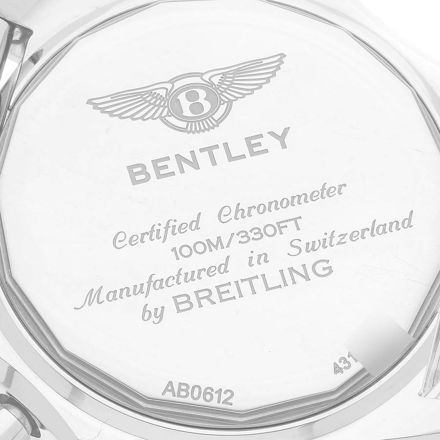 Breitling Black Stainless Steel Bentley AB0612 Automatic Men's Wristwatch 44 Mm