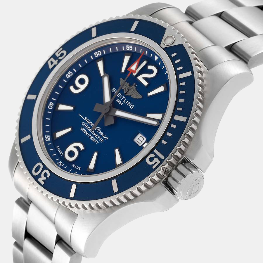 Breitling Blue Stainless Steel Superocean A17367 Automatic Men's Wristwatch 44 mm
Breitling Blue Stainless Steel Superocean A17367 Automatic Men's Wristwatch 44 mm