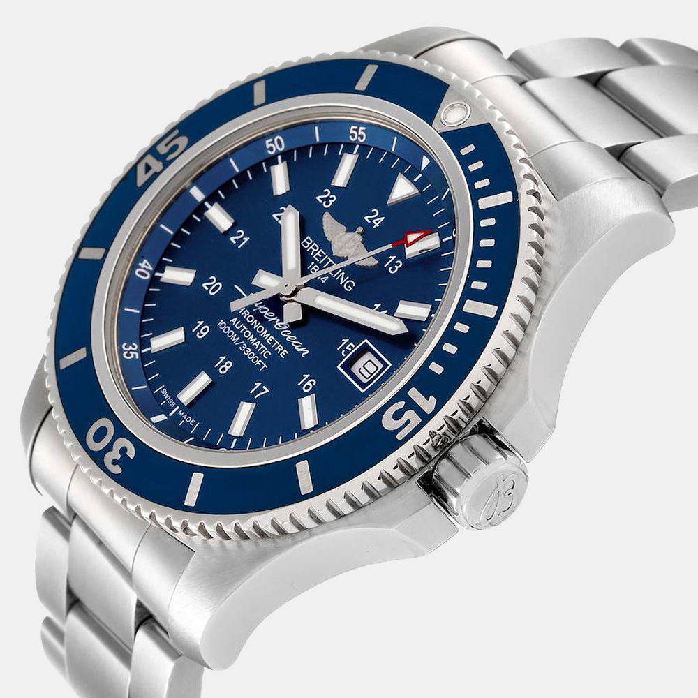 Breitling Blue Stainless Steel Superocean A17392 Automatic Men's Wristwatch 44 mm
Breitling Blue Stainless Steel Superocean A17392 Automatic Men's Wristwatch 44 mm