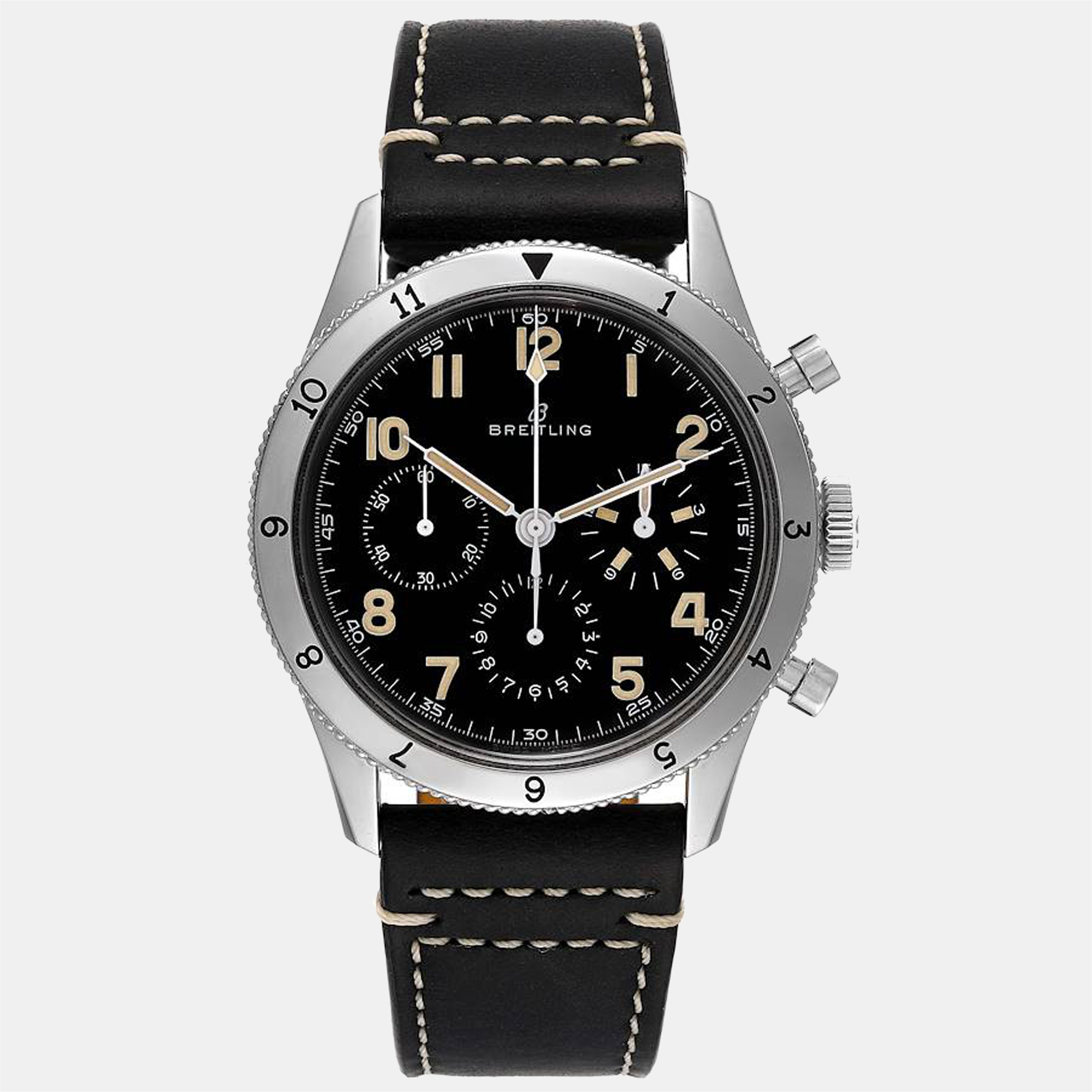 Breitling black stainless steel navitimer ab0920.131b1x1 manual winding men's wristwatch 41 mm