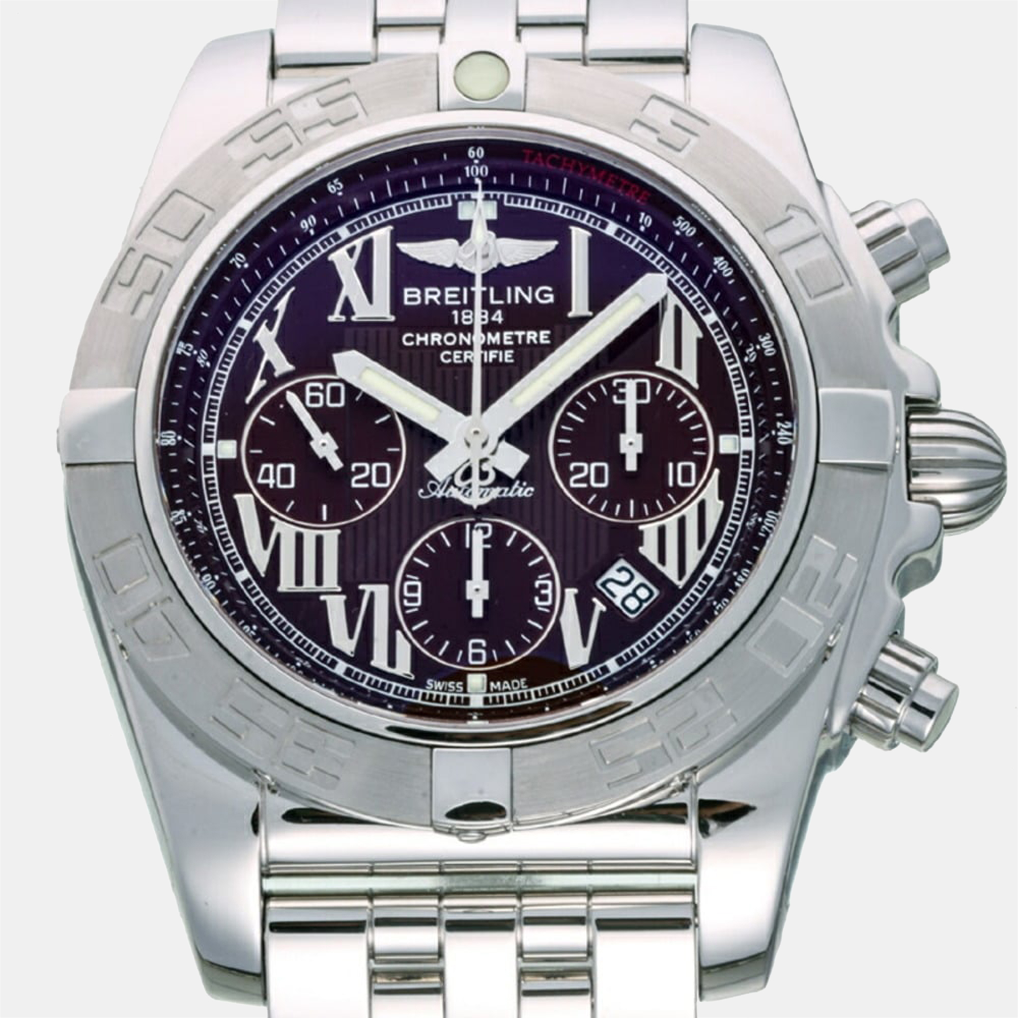 Breitling Black Stainless Steel Chronomat Automatic Chronograph A011K22PA Men's Wristwatch 44 Mm