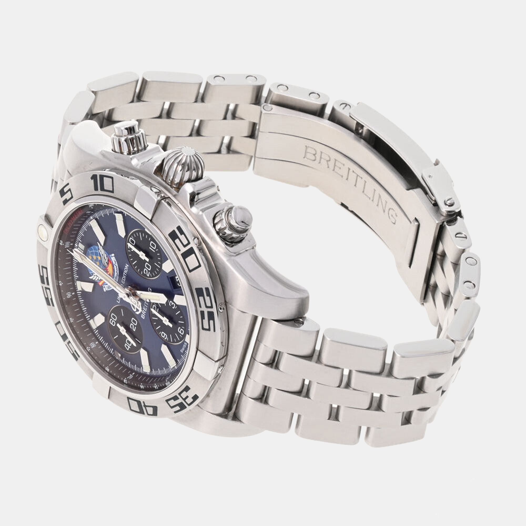 Breitling Blue Stainless Steel Chronomat AB0110 Impulse Japan Limited 400 Men's Wristwatch 44 Mm