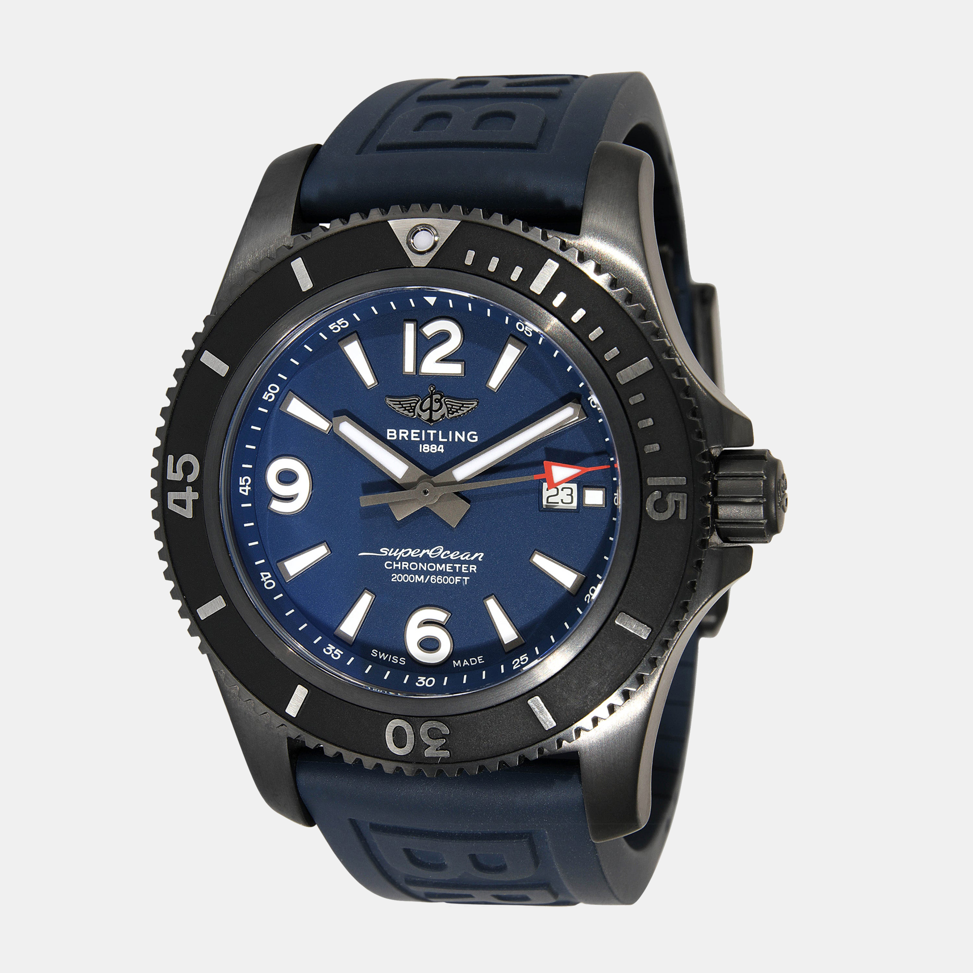 Breitling blue ceramic superocean ii men's wristwatch 46 mm