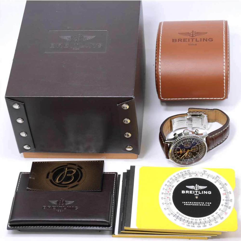 Breitling Black Stainless Steel Navitimer AB0127 Men's Wristwatch 46 Mm