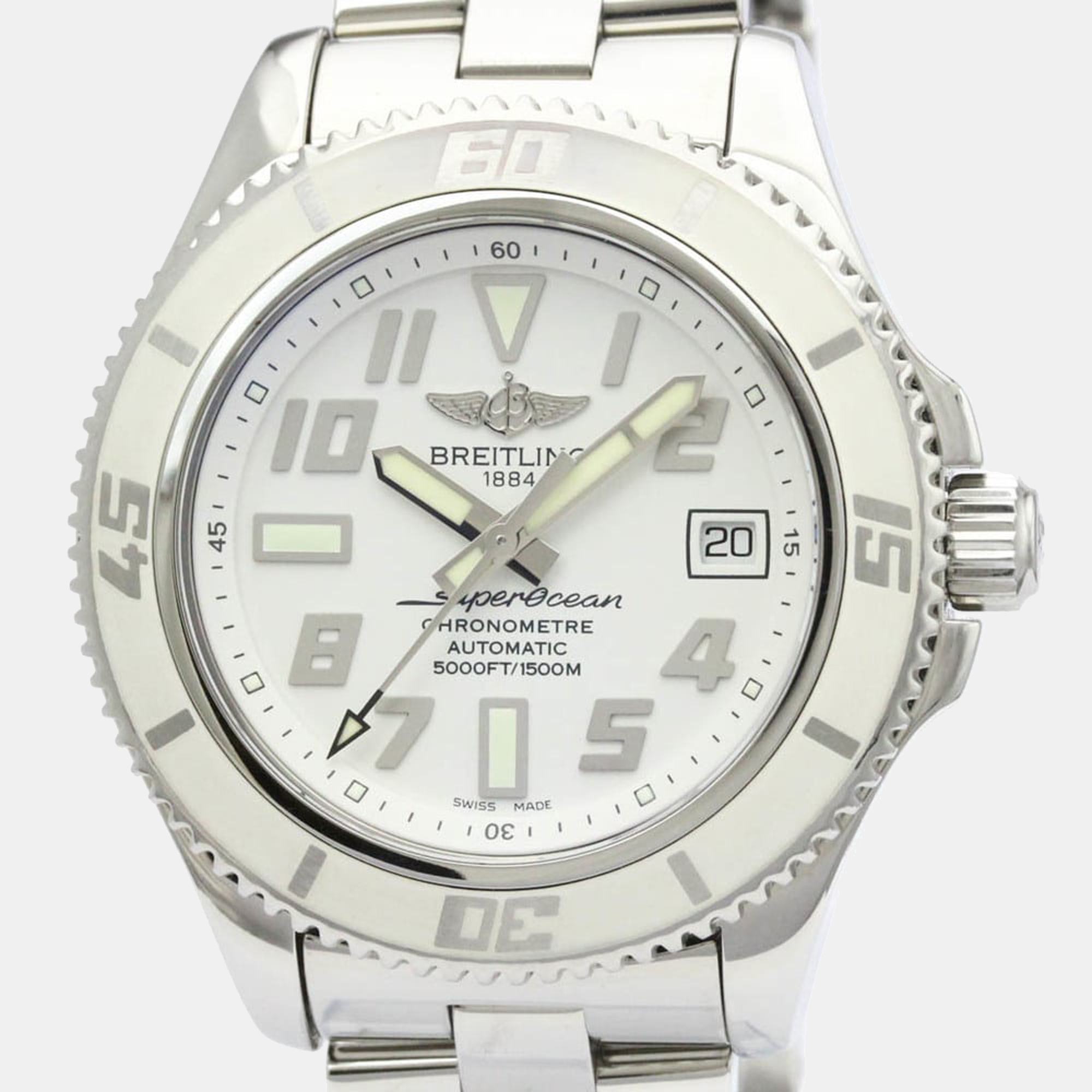 Breitling White Stainless Steel Superocean A17364 Automatic Men's Wristwatch 42mm