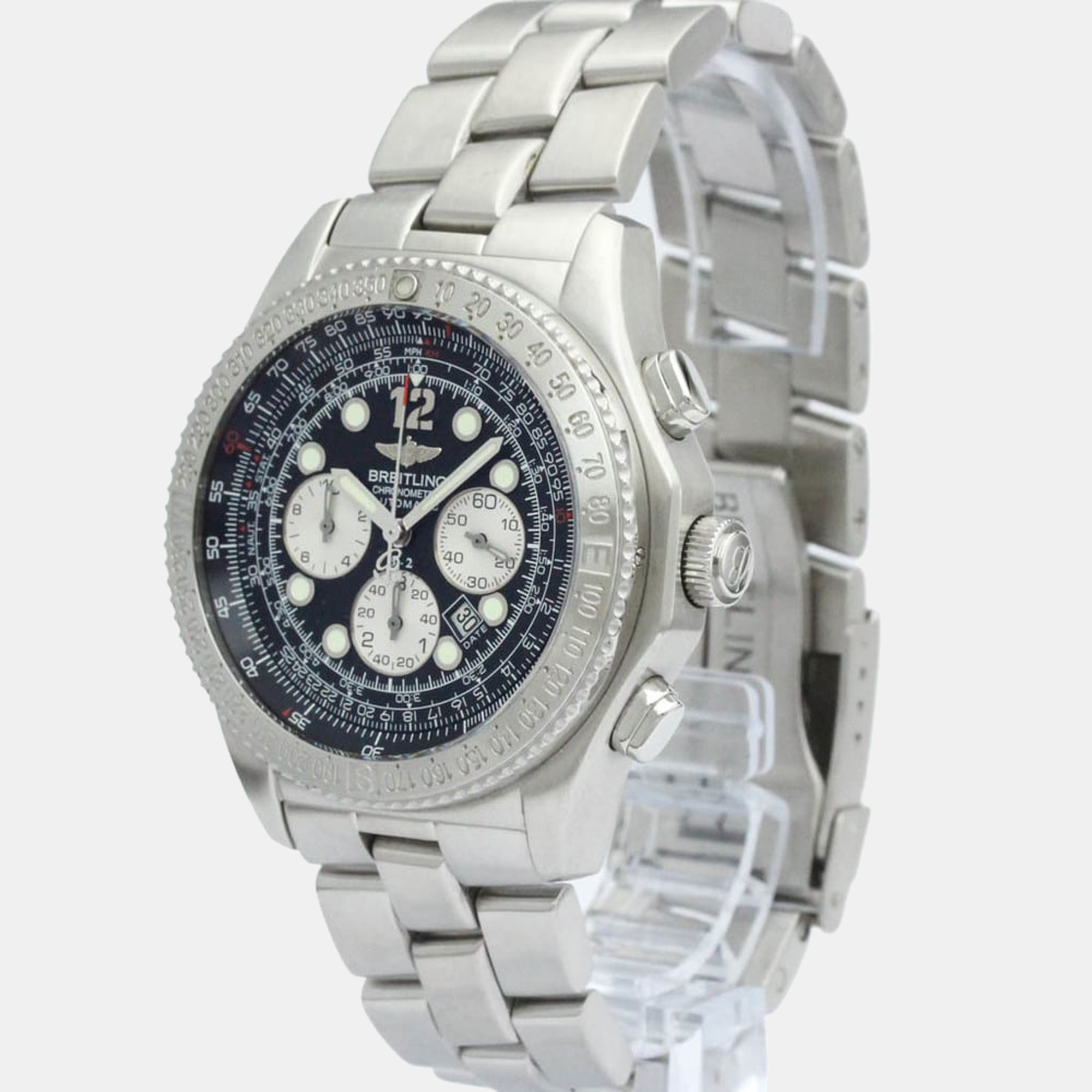Breitling Black Stainless Steel A42362 Automatic Chronograph Men's Wristwatch 44 Mm